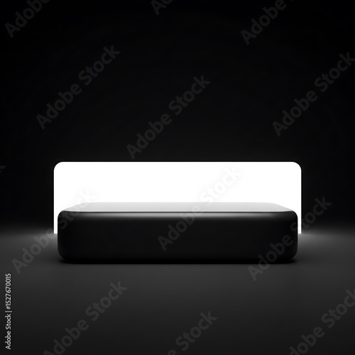 Wallpaper Mural Minimalist Black Rectangular Platform with Backlit Panel Modern Design Concept Torontodigital.ca