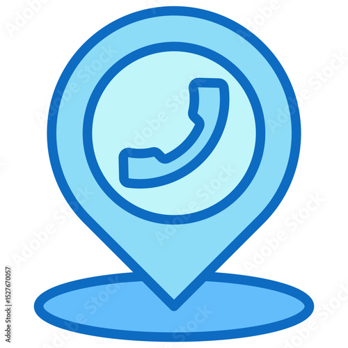 Contact Location - Blue Fill Outline icon - Map pin with a phone icon, symbolizing a business contact point or reachable location