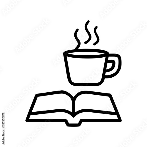 Book and Cup of Tea Illustration for Cozy Reading Blogs, Relaxation Websites, Lifestyle Articles, and Wellness Content  