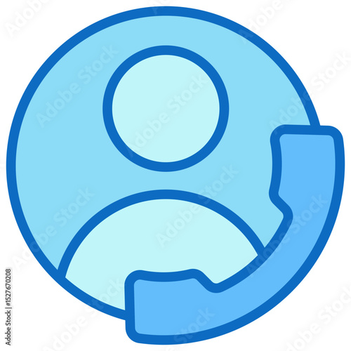 Personal Call - Blue Fill Outline icon - User profile with phone, indicating direct customer or personal communication