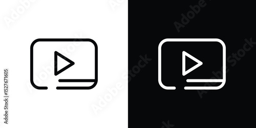 Black and White Minimalist Play Button Icon Illustration for Video or Media Content