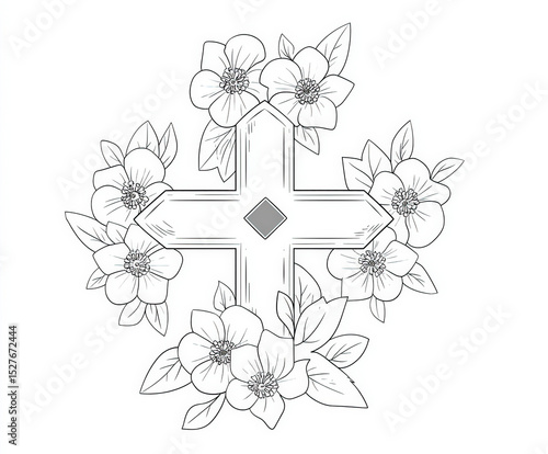 A cross with flowers around...