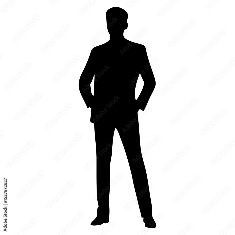 A thin man standing full black silhouette vector illustration design A thin man standing full black silhouette vector illustration design