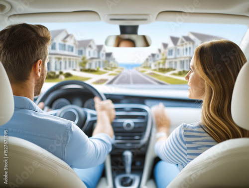 A realtor driving clients t...