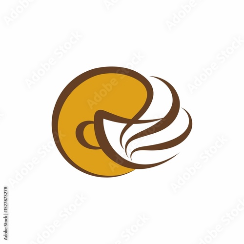 Vector illustration of coffee cup and beans symbol icon