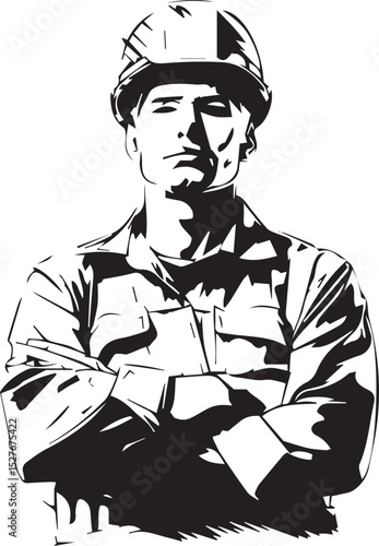 Wallpaper Mural Construction Worker Portrait vector image. Man in a hat vector isolated on white background Torontodigital.ca