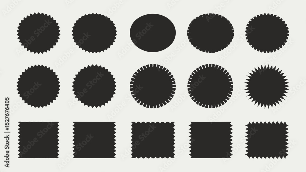 Fototapeta premium Versatile Black Shapes: Circles & Squares for Design Projects