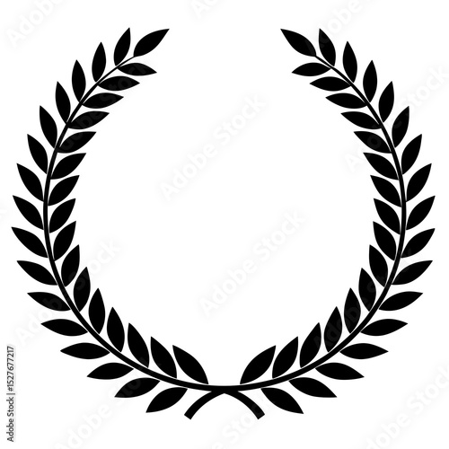 Black laurel wreath circle design element
