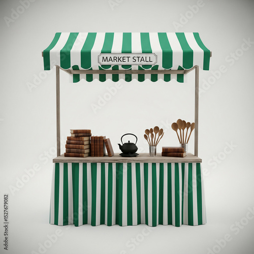 Vintage Market Stall with Goods Displayed