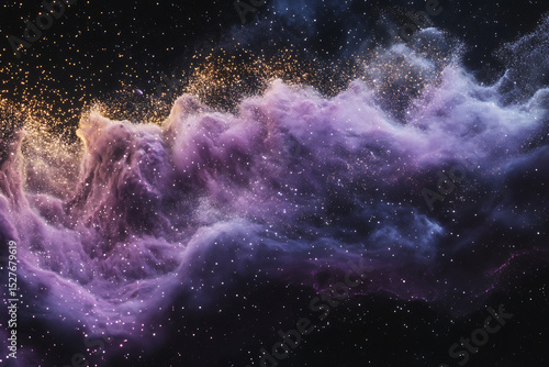 Wallpaper Mural Majestic nebula in space showcasing purple hues and shimmering stars in the night sky Torontodigital.ca