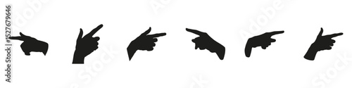 Hand Gesture Silhouettes Icon Set. Communication And Direction Symbol Collection. Design And Educational Use. Isolated Vector Illustration