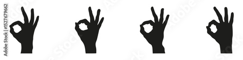 Hand Gesture Silhouettes In Icon Set. Communication And Expression Symbol Collection. Social And Educational Use. Isolated Vector Illustration