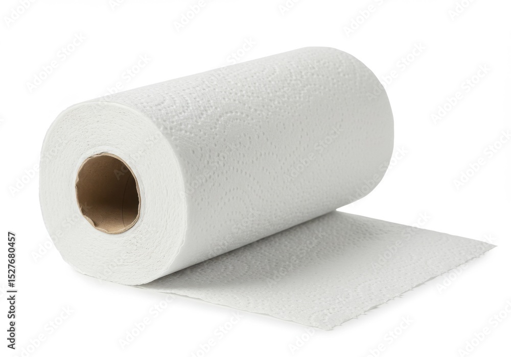 Fototapeta premium Roll of white paper towels isolated on white background