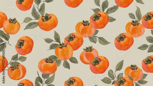 seamless watercolor pattern with persimmon