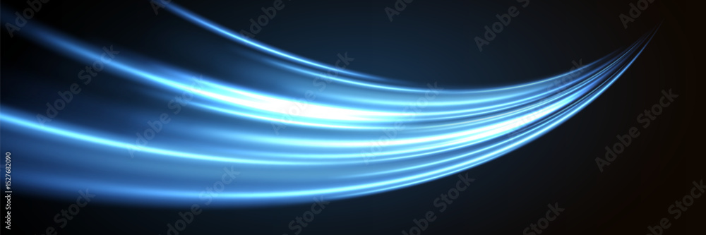 Naklejka premium Glowing neon light element. Glowing curved swirls. Abstract bent stripes dynamic movement.