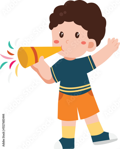little boy with a megaphone