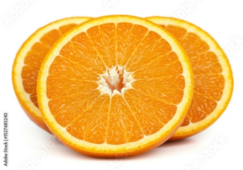 Three orange slices isolated on white background