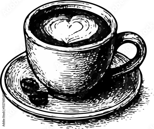 A classic coffee spoon, hand-drawn with precise lines and subtle shading in a black and white sketch style