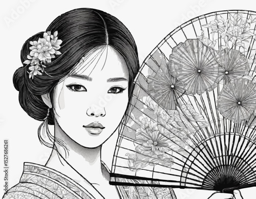 Vector A Girl with Fan