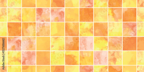 Watercolor Tile Seamless Pattern Background.水彩タイルシームレスパターン背景