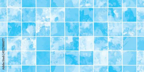 Watercolor Tile Seamless Pattern Background.水彩タイルシームレスパターン背景
