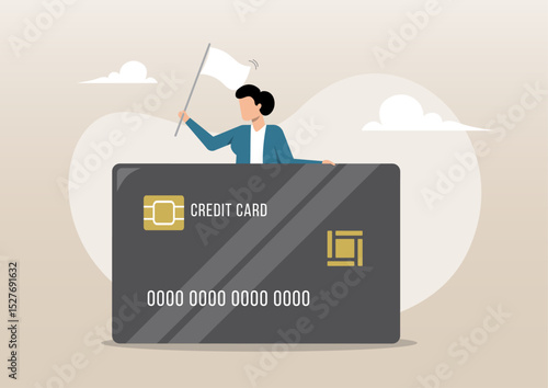 a businesswoman holding up a white flag 