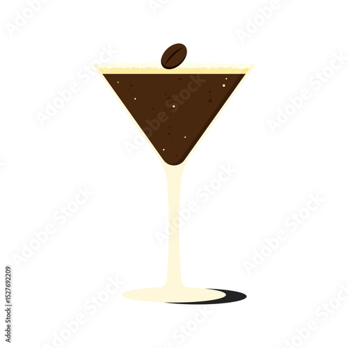 Delicious espresso in elegant glass. Espresso martini  with coffee bean garnish.