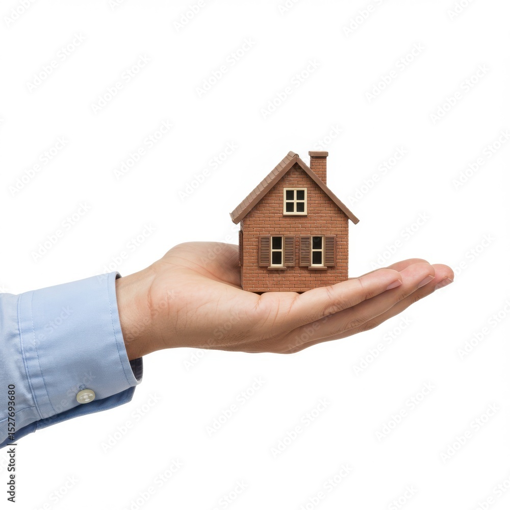 House model in hand real estate property investment home concept House model in hand real estate property investment home concept