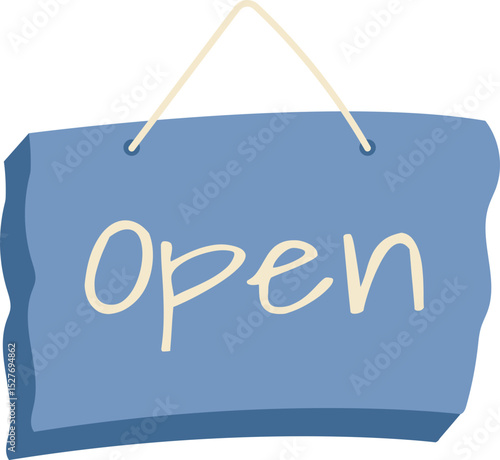 open wooden sign illustration