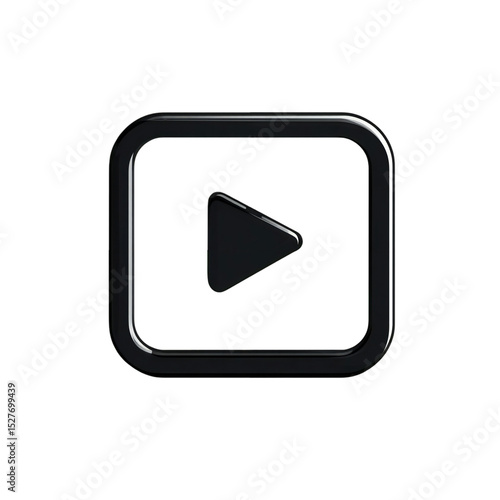 Free Download A dark play button icon with a square border on a black background in a minimalist style design isolated white background - GFXLoad