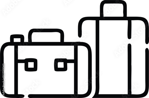 Outline Icon Depicting Two Pieces of Luggage, One CarryOn Size and Upright