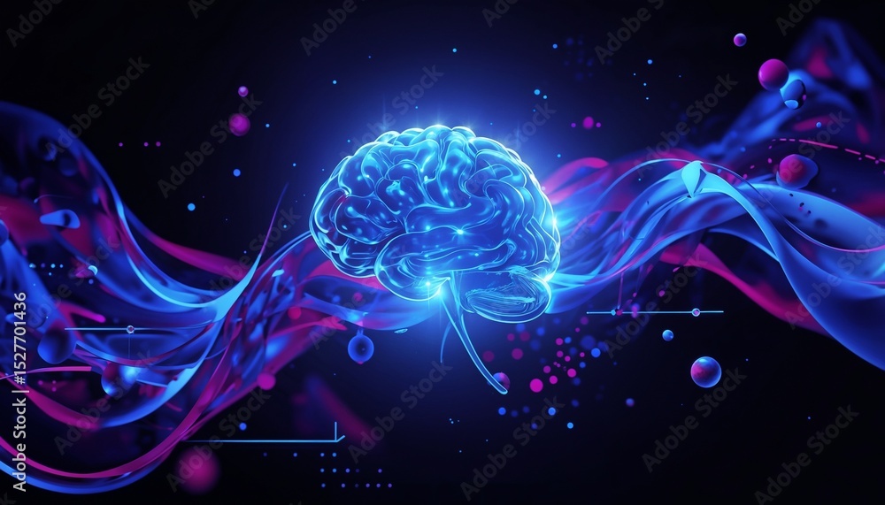 Naklejka premium Futuristic Abstract Artwork Featuring Glowing Neural Core