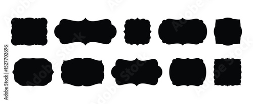Set of black curvy frame clipart elements