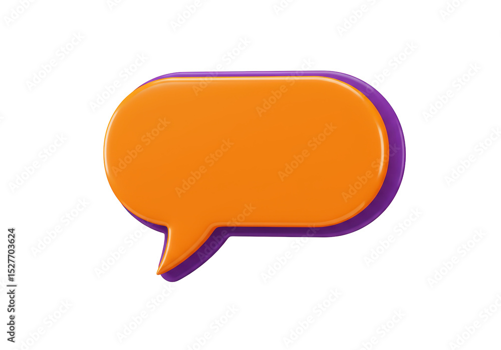 Isolated Orange 3D Speech Bubble Cartoon Conversation Isolated Orange 3D Speech Bubble Cartoon Conversation