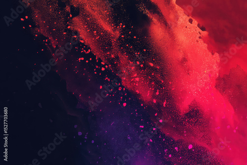 Abstract red and purple noise explode with energy and movement