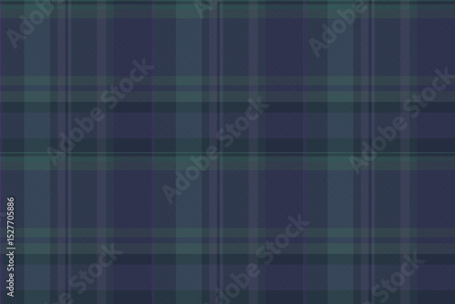Back plaid texture pattern, network tartan fabric seamless. Fall check background textile vector in dark and indigo colors.