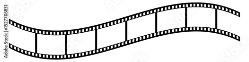 Film strip icon vector. Curved film strip icon. Film Strip on isolated white background. Cinema reel. Old white and black film tapes of 35mm. Vector illustration.
