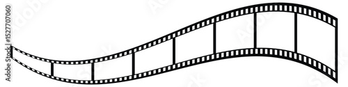 Film strip icon used for videography elements, Roll of retro film strip on isolated white background. Curved film strip icon. Cinema reel. Old white and black film tapes of 35mm. Vector illustration.
