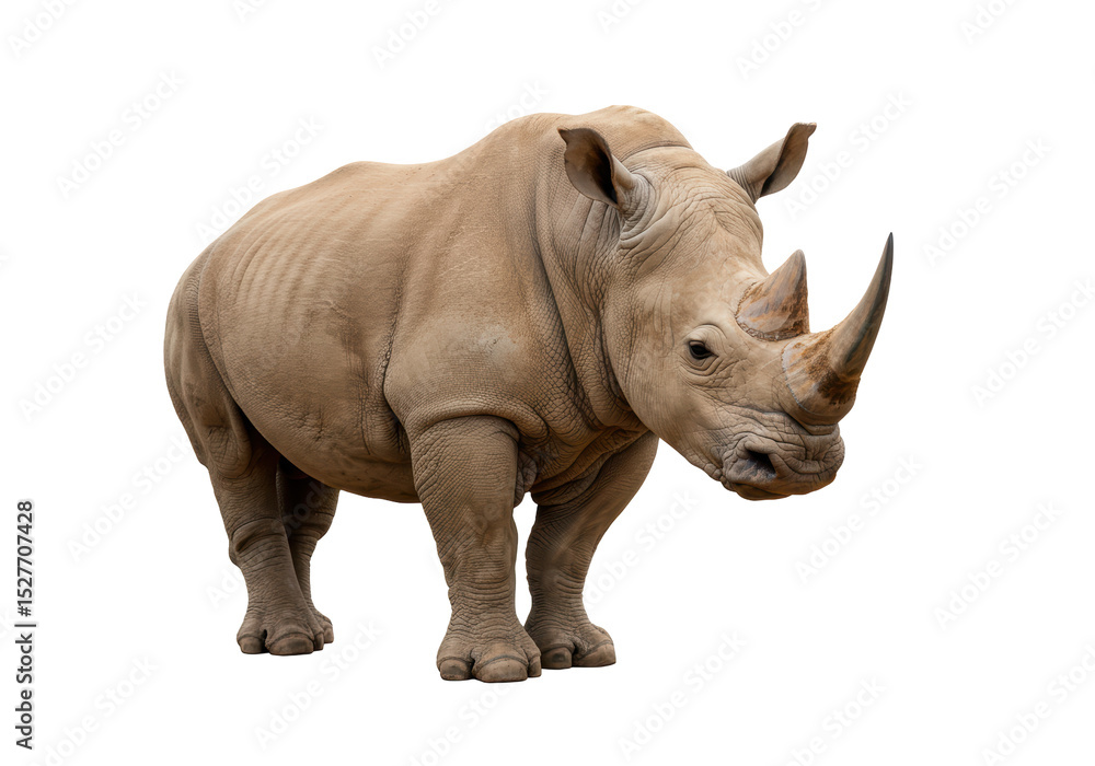 Isolated Powerful White Rhinoceros - Majestic Wildlife Isolated Powerful White Rhinoceros - Majestic Wildlife