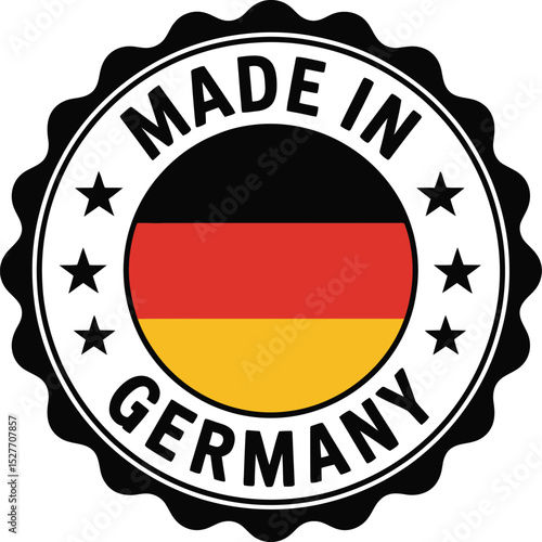 Free Download Made in Germany Label Circular Emblem with German Flag and Black Text Design - GFXLoad