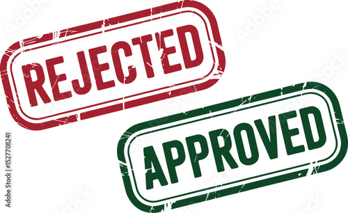 Red Rejected Stamp Beside Green Approved Stamp Isolated On White Background Shows Contrast in DecisionMaking