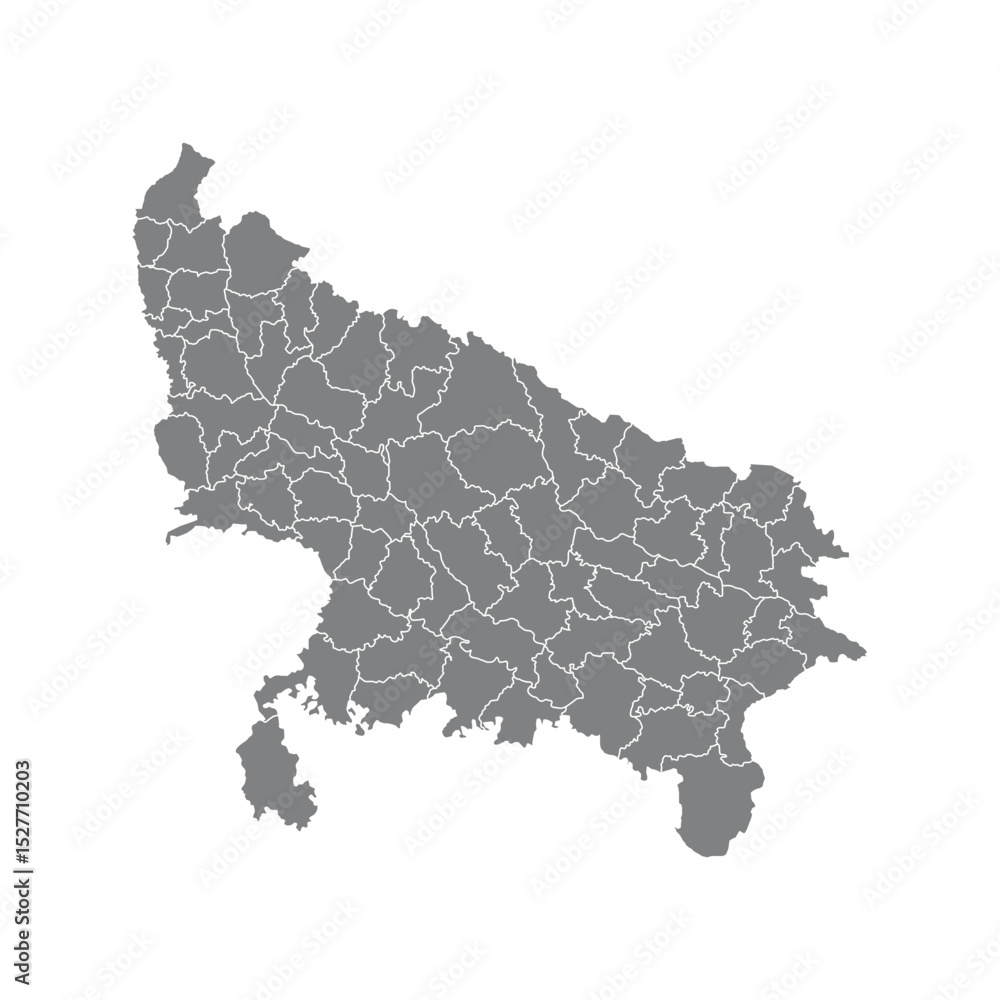 Fototapeta premium Grey Uttar Pradesh Map Per Area Design