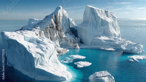 Wallpaper Mural Majestic Iceberg in Turquoise Waters: A breathtaking view of an iceberg floating in pristine turquoise waters, showcasing the raw beauty of nature's icy art with glistening, pristine beauty. Torontodigital.ca