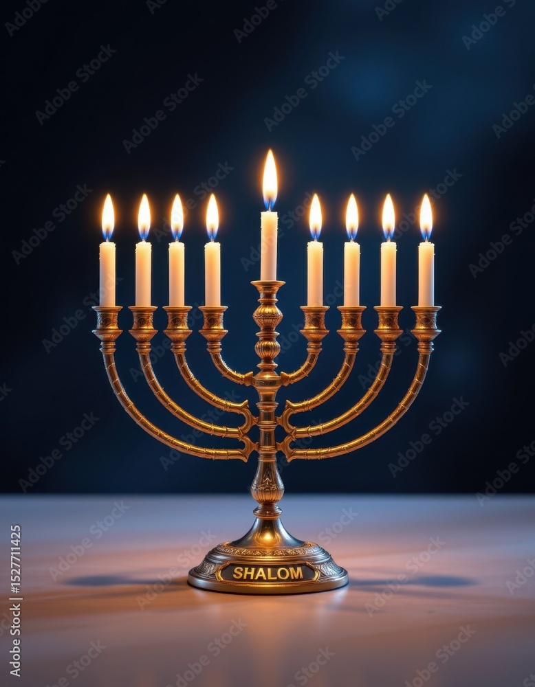 Hanukkah celebration with menorah home decorative image warm lighting close-up cultural significance Hanukkah celebration with menorah home decorative image warm lighting close-up cultural significance
