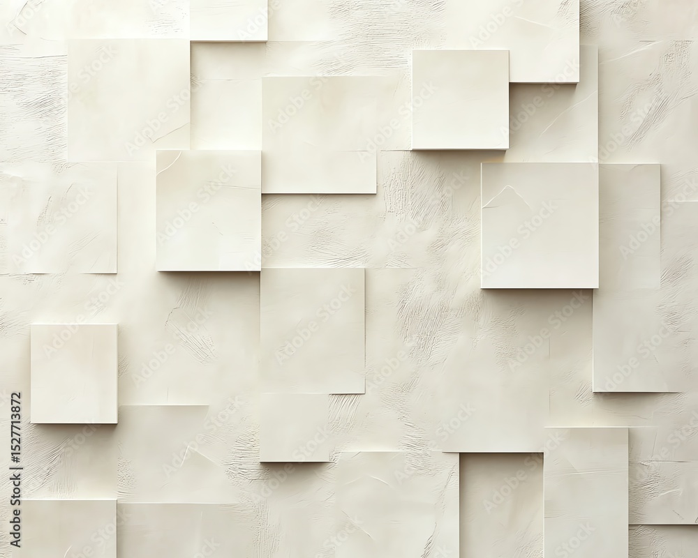 Fototapeta premium Abstract White and Cream Textured Background with Layered Blocks