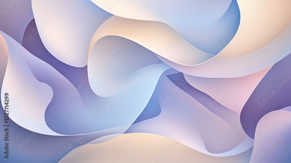 Obraz premium Abstract Rounded Shapes in Soft Lilac Blue and Beige