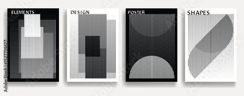 Modern posters . Vector design composition with various geometric shapes . Abstract contemporary art . Vector art ideal for media, ads, covers, brochures, banners
