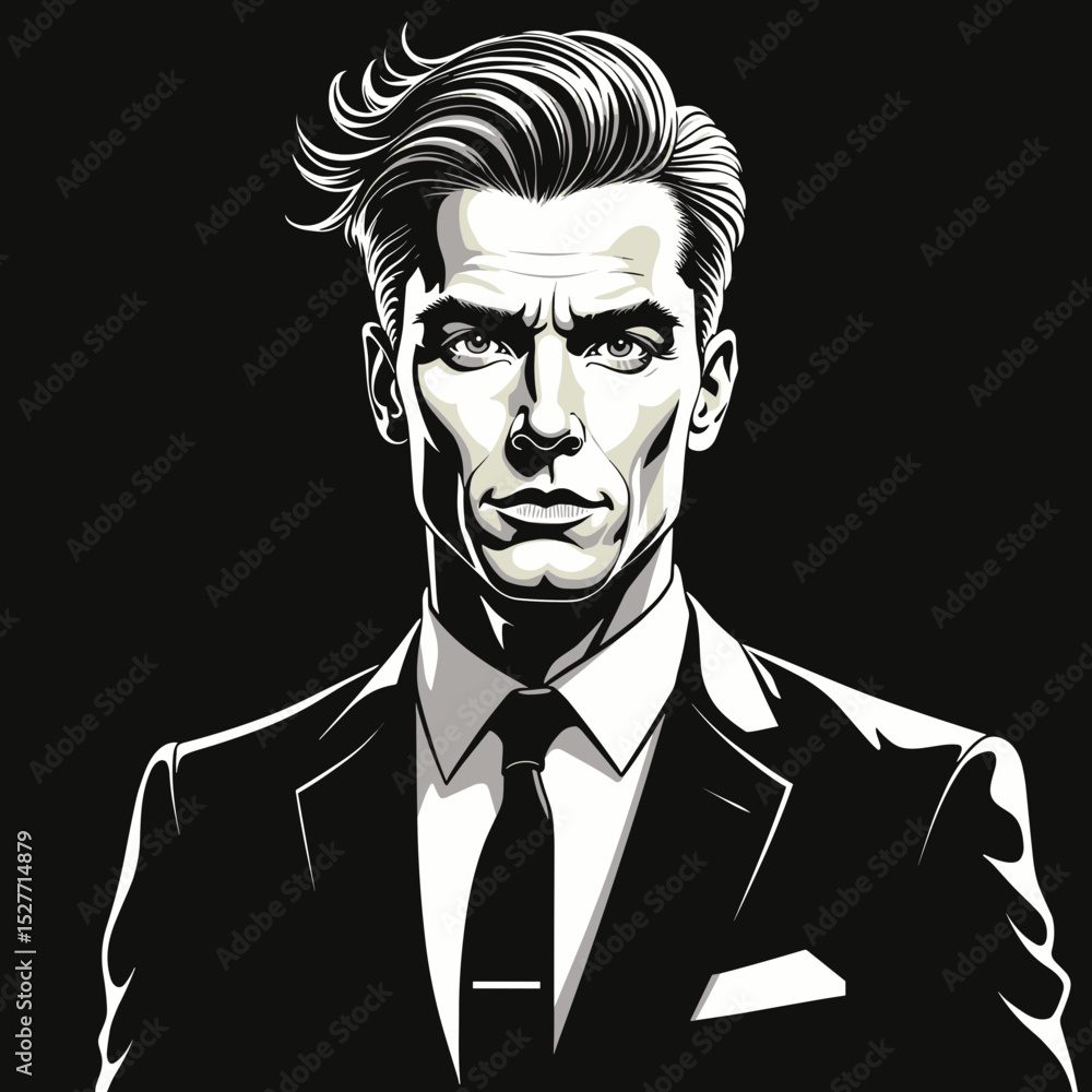 Stylish man in suit with serious expression on black background Stylish man in suit with serious expression on black background