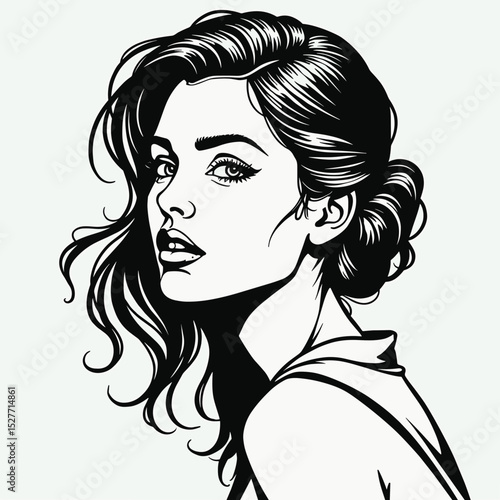 Stylish woman looking confidently to the side on light background