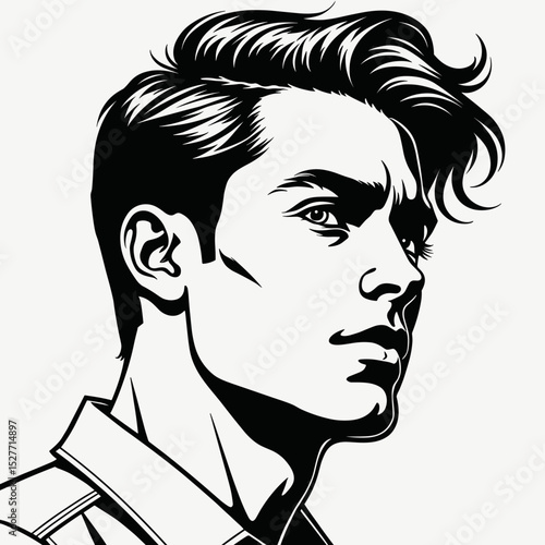Stylized portrait of a young man with confident expression